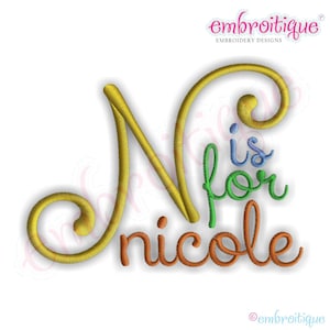 Nicole Monogram Set - Cute and Curly! -  BX files included  - Instant Download -Digital Machine Embroidery Design