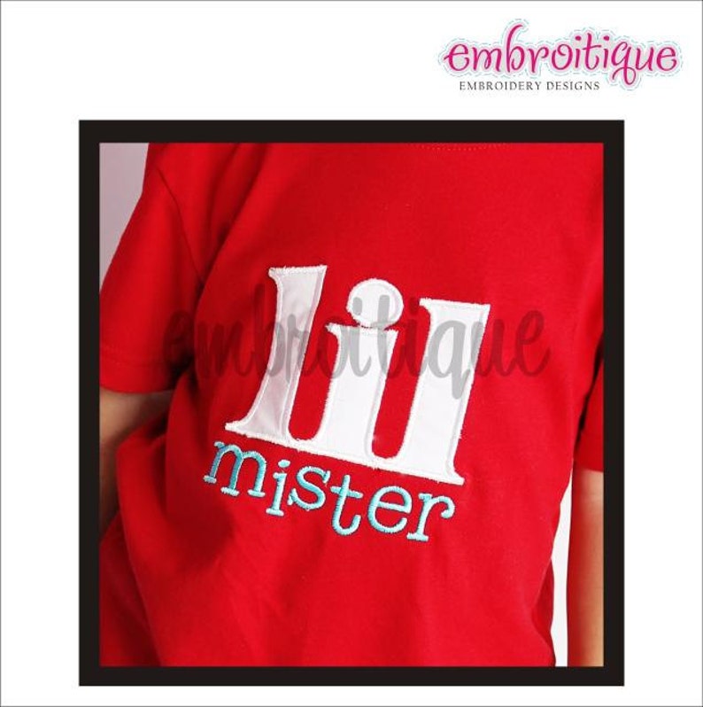 Lil Mister Little Brother Sibling Applique Instant Download Machine Embroidery Digital File image 1