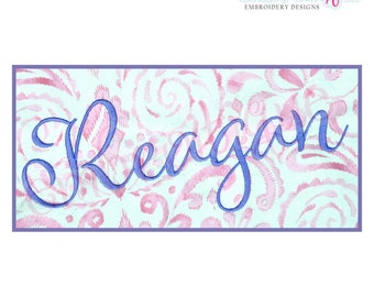Reagan Set 1 - Calligraphy Script Monogram Alphabet Font  -BX files included- Beautiful Fancy Instant Download Machine embroidery design