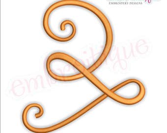 Curly Swirly Calligraphy Flourish Accent Embellishment 2  -Instant Download Machine Embroidery Design