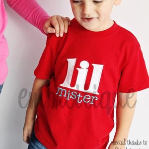 Lil Mister Little Brother Sibling Applique Instant Download Machine Embroidery Digital File imagen 2