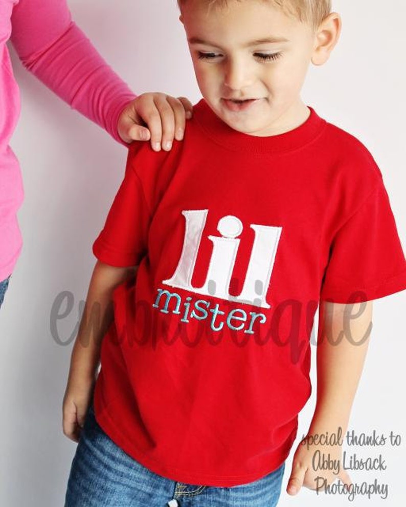 Lil Mister Little Brother Sibling Applique Instant Download Machine Embroidery Digital File imagen 2