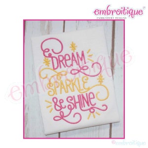 Dream Sparkle & Shine -Curly Cute-  Instant Download Machine Embroidery Design