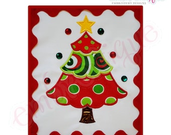 Simple Christmas Tree Applique - Large- Instant Email Delivery Download Machine embroidery design