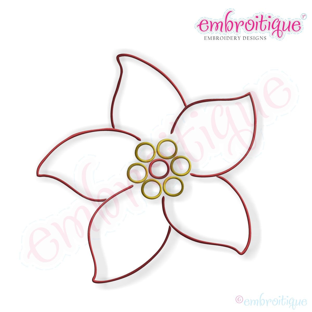 Simple Christmas Poinsettia Embroidery Design Holiday Flower - Etsy India
