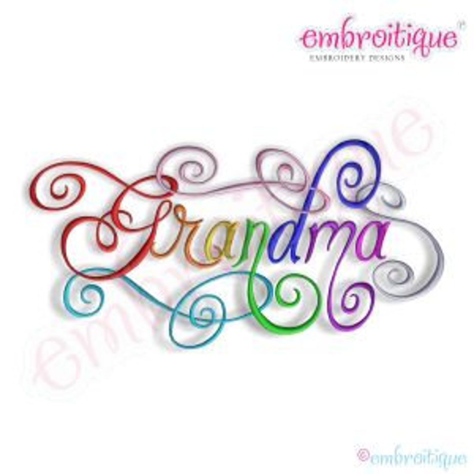 Grandma Calligraphy Script Embroidery Design Instant Email Etsy