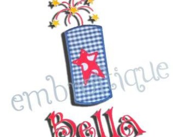 Firework Firecracker 4th of July Star Applique- Instant Download -Digital Machine Embroidery Design