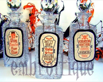 Halloween Potion Bottle Labels Set 2 - Great for Hostess Gifts- Instant Email Delivery Download Machine embroidery design