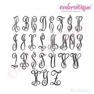 Scarlett Monogram Font Set Machine Embroidery Font Alphabet Letters 3 Letter Initials BX Instant Email Machine embroidery design image 2