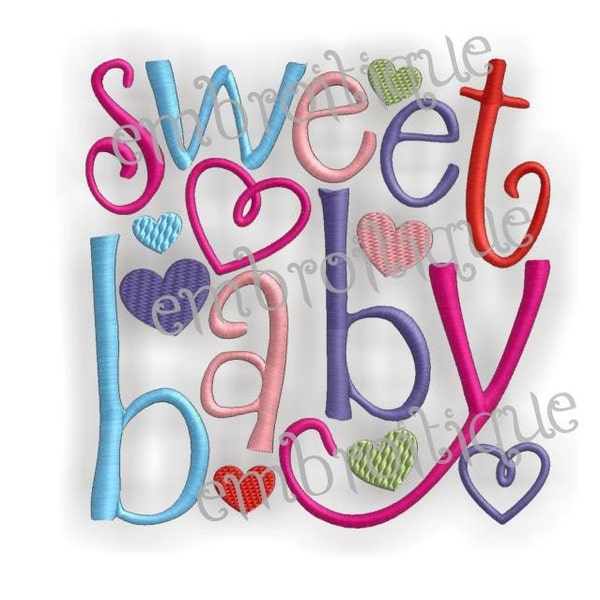 Sweet Baby Love Valentine's Day Design- Instant Download -Digital Machine Embroidery Design
