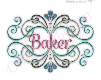 Baker Font Frame- Instant Download -Digital Machine Embroidery Design