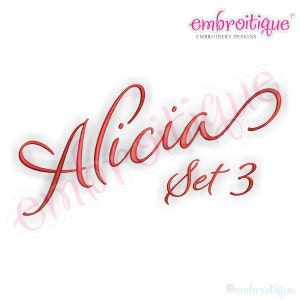 Alicia Calligraphy Monogram Set 3 - Embroitique Exclusive - Interchangeable Machine Embroidery Font - Instant download Alphabet