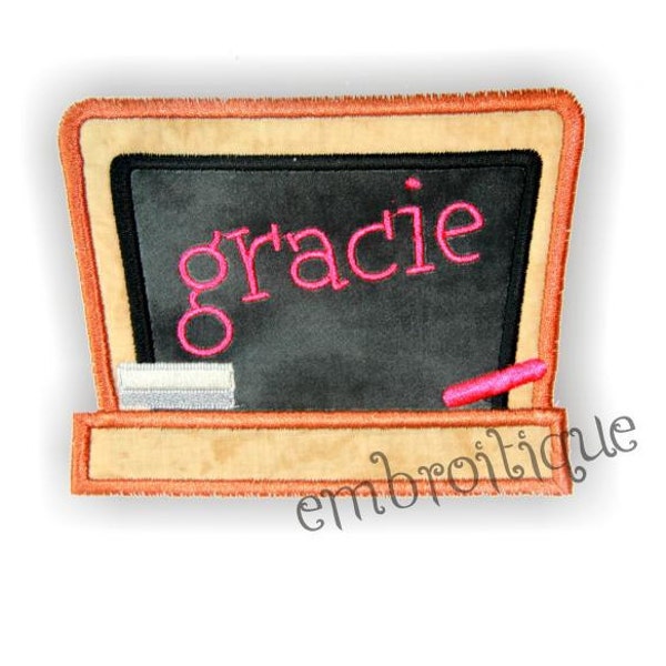 Back to School Chalkboard Applique  - Add your own font - font NOT included-Instant Download -Digital Machine Embroidery Design