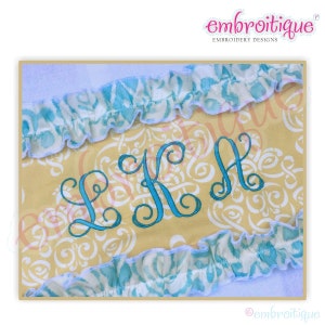 Solid Vine Interlocking 3 letter Monogram fon - Small - for Machine Embroidery Alphabet Initials -  Instant Download design