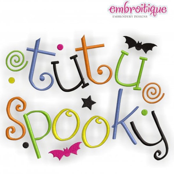 TuTu Spooky Halloween Design- Instant Email Delivery Download Machine embroidery design