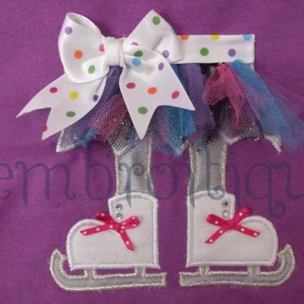 Shabby Sweet Ice Skater Feet- Instant Email Delivery Download Machine embroidery design