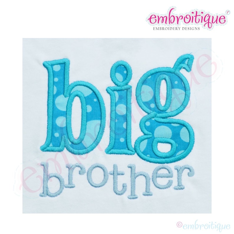 Big Brother Sibling Applique Instant Download Machine embroidery design image 1