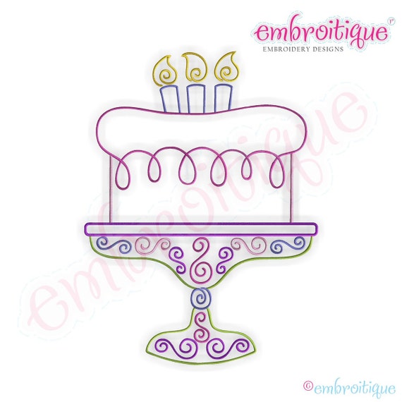Curly Birthday Cake With Candles Outline Instant Download Etsy Curly Birthday Cake With Candles Outline Instant Download Etsy