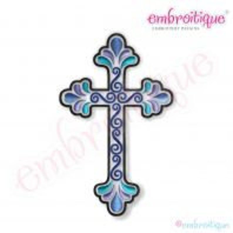 Curly Cross 2 Embroidery Design Small Instant Download Digital Machine Embroidery Design Bild 1