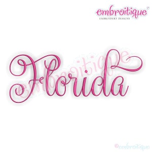 May include: Embroidered design of the word "Florida" in a pink cursive font.