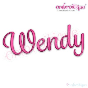 Wendy Script Font - Small - BX format included- Instant Download -Digital Machine Embroidery Design