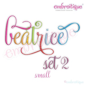 Beatrice 2 Monogram Font- Small - BX files included- Instant Download Machine embroidery alphabet calligraphy design