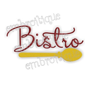 Cafe Bistro - Bistro with Spoon Kitchen Decor - Instant Download Machine embroidery design
