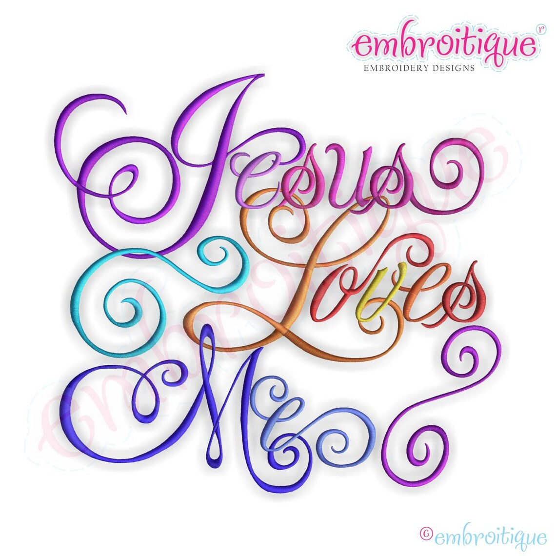 Jesus Loves Me Calligraphy Script Embroidery Design - Large- Instant ...