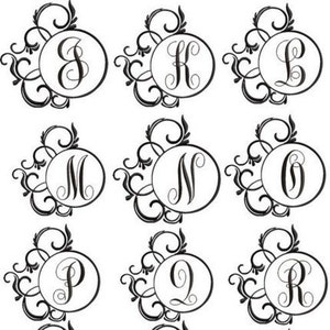 Fancy Round Frames Monogram Font Alphabet Fancy Calligraphy Script Instant Download Digital Machine Embroidery Design image 4