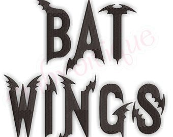 Bat Wings Bat Halloween Font-1", 2", 3", 4", 5"  Embroidery Machine Monogram alphabet initials