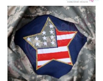 American Flag Star Applique 4th of July- Instant Download -Digital Machine Embroidery Design
