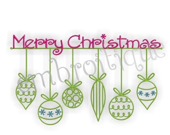 Merry Christmas with Ornaments- Instant Email Delivery Download Machine embroidery design