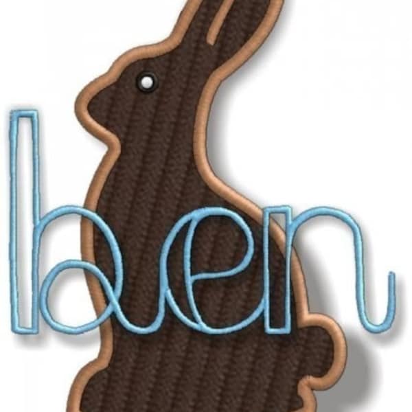 Chocolate Bunny Applique - 3 sizes- Instant Email Delivery Download Machine embroidery design