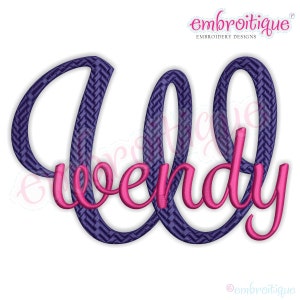Wendy Script Font - Large -bx format included-  Instant Download -Digital Machine Embroidery Design