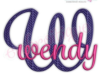 Wendy Script Font - Large -bx format included-  Instant Download -Digital Machine Embroidery Design