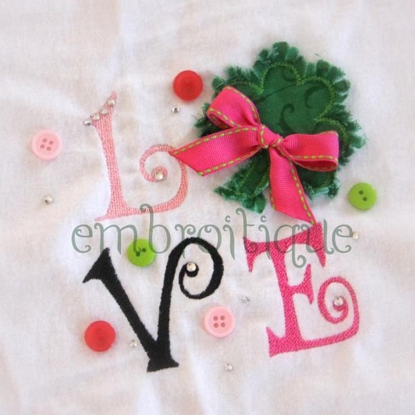 St. Patrick's Day Irish Love Block Raw Applique- Instant Email Delivery Download Machine embroidery design