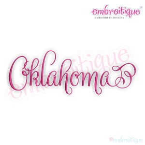 Oklahoma Calligraphy Fancy Script 3  - Instant Download Machine embroidery design