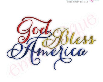 God Bless America Script - Instant Email Delivery Download Machine embroidery design