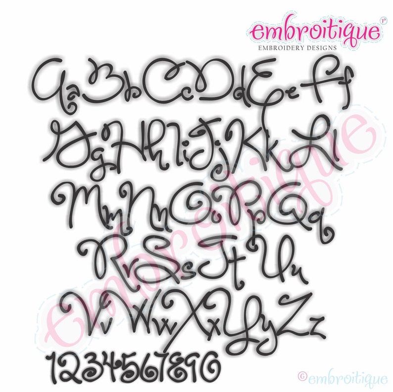 Smooches and Snuggles Monogram Font Set Instant Email Delivery Download Machine embroidery design image 2