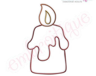 Simple Christmas Candle Embroidery Design - Small- Instant Email Delivery Download Machine embroidery design