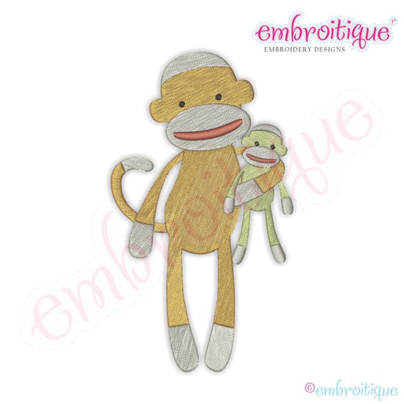 Sock Monkey With Monkey Doll- Instant Email Delivery Download