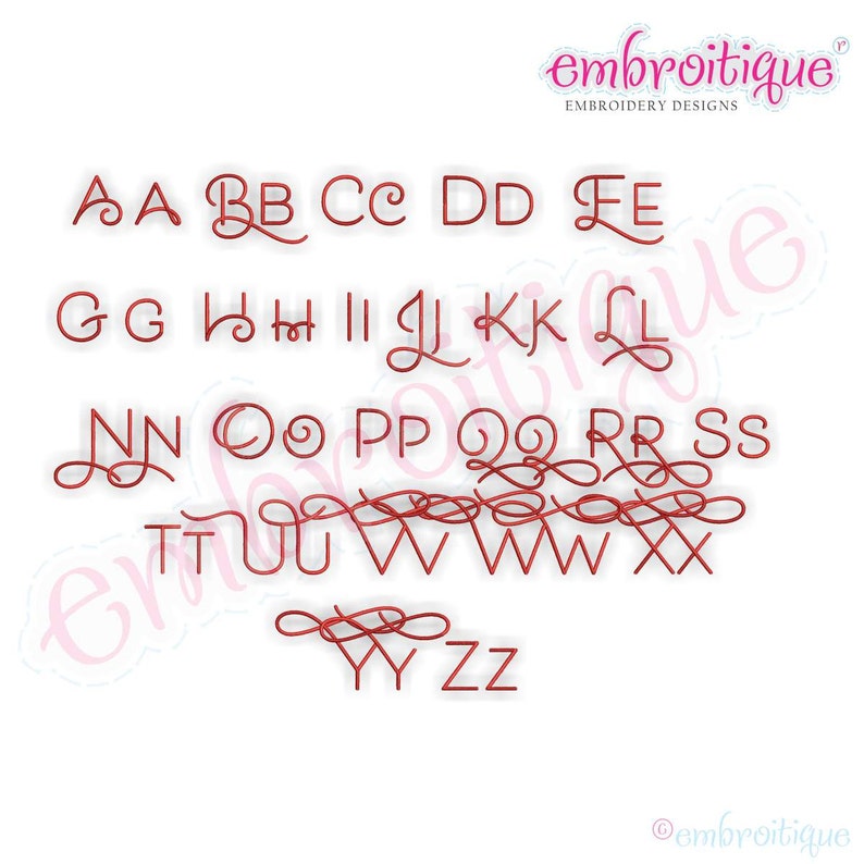 Becca Set 10 Curly Thin Exclusive Monogram Alphabet Font | Etsy