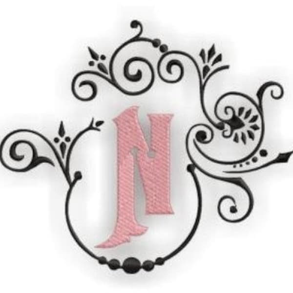 Natalya Monogram Font Frame & Alphabet  Center Monogram Set- Instant Email Delivery Download Machine embroidery design