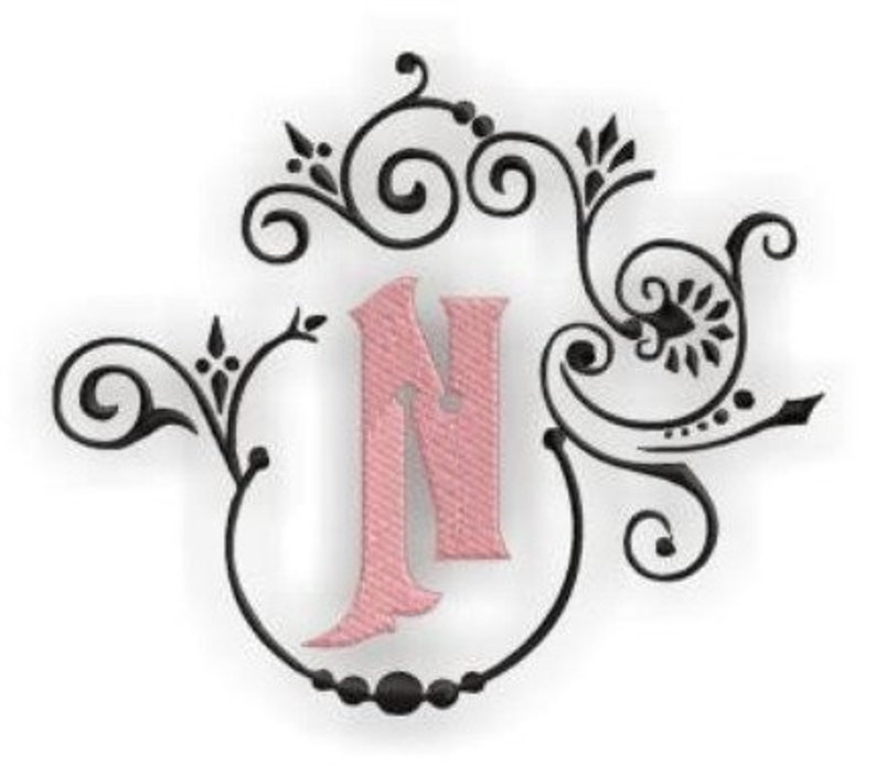 Natalya Monogram Font Frame & Alphabet Center Monogram Set Instant Email Delivery Download Machine embroidery design image 1