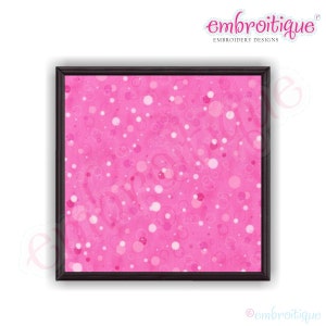 May include: A framed digital art print with a pink background and white and pink circles.