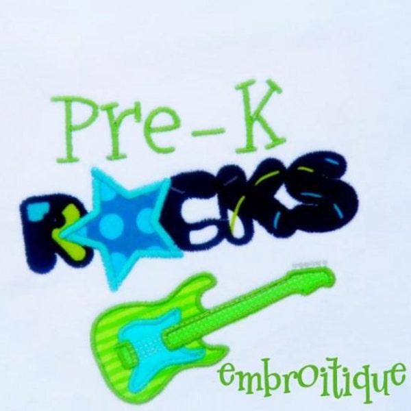 Back to School Pre-K Kindergarten First Grade Rocks SET- Instant Download -Digital Machine Embroidery Design