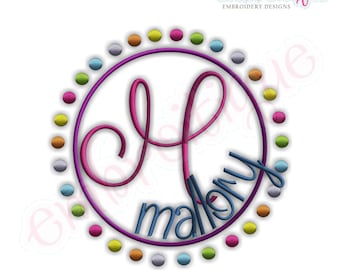 Rainbow Dots Font Frame- Instant Email Delivery Download Machine embroidery design