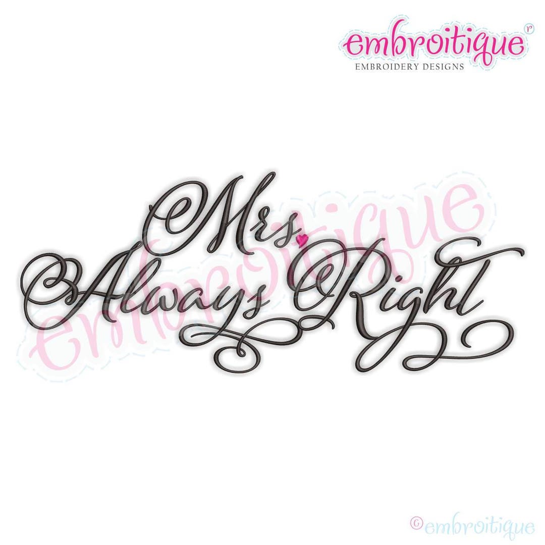 Mrs. Always Right Wedding Anniversary Bride Bridal Husband - Etsy