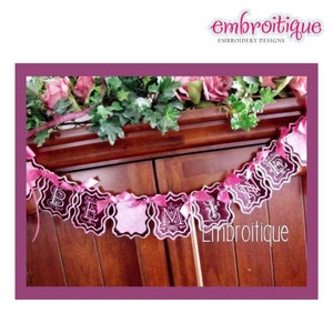 BE MINE Valentine Banner valentine&#39;s Day Love Ornate In the Hoop Step by Step Instuctions - Instant Download Machine embroidery design