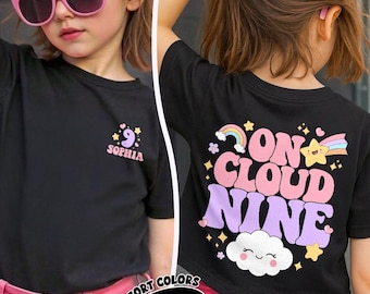 On Cloud Nine Flower Birthday Girl Shirt, 9th Birthday Girl Shirt, 9 Years Old Kid Shirt, Happy 9th Birthday Toddler TShirt